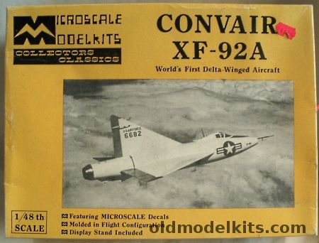 Microscale 1/48 Convair XF-92A - The First Delta Wing Aircraft (ex-Allyn), MS4-3 plastic model kit